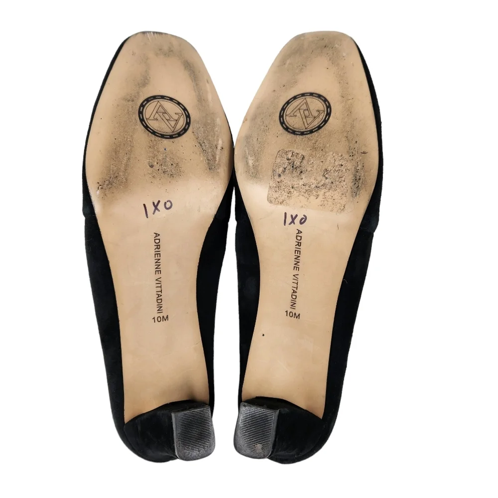 Adrienne Vittadini Lave Black Suede Leather Shootie Heeled Shoes Women's Size 10